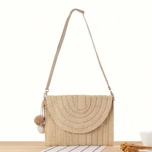 Summer Women Handmade National Portable Water Resistant USB <b>Small</b> Woven Paper Crossbody Single Shoulder Bag for Seaside Vacation - Product Image 4