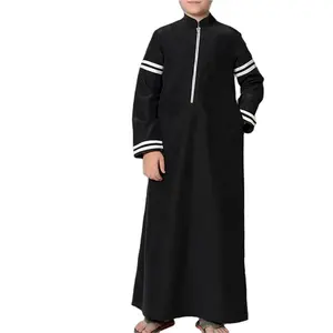 Арабские платья, Новое поступление, ближневосточный черный исламский халат для мальчиков, высококачественный халат со стоячим воротником, катарский Халат