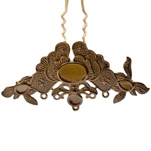 Copper Cast Bronze Color Preserving Orchid Hair <b>Crown</b> 29x60mm For Earring Making DIY Hanfu Accessories - Product Image 5