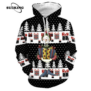 패션 남자 여자 전신 인쇄 크리스마스 후디 운동복 <span class=keywords><strong>100</strong></span> 폴리 에스터 대형 3d 승화 크리스마스 후드 - Product Image 2