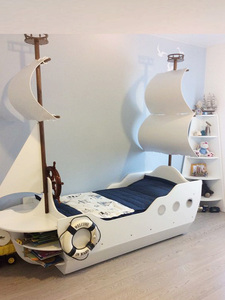 <span class=keywords><strong>Letto</strong></span> per Bambini a Forma di Barca a Vela, Design Creativo, <span class=keywords><strong>Letto</strong></span> <span class=keywords><strong>Singolo</strong></span> per <span class=keywords><strong>Cameretta</strong></span> dei Ragazzi, <span class=keywords><strong>Letto</strong></span> per Bambini in Legno Massello con Contenitore, Personalizzabile - Product Image 4