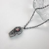 Collar con Colgante de Ataúd Gótico Oscuro de Plata de Ley 925 con Circonita Nomilit, Estilo Punk, Hip-hop, Retro, Alternativo, Personalizado