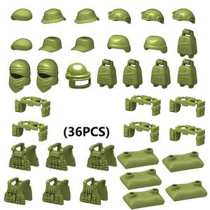 MOC équipé armée <span class=keywords><strong>militaire</strong></span> arme Pack blocs de construction sac de sable WW2 soldats accessoires jouet éducatif costume casque armure jouets - Product Image 3