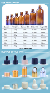 Flacon compte-gouttes en verre brun personnalisé, flacon pour huiles essentielles, aromathérapie, cosmétiques, contenant vide avec pipette en verre - Product Image 6