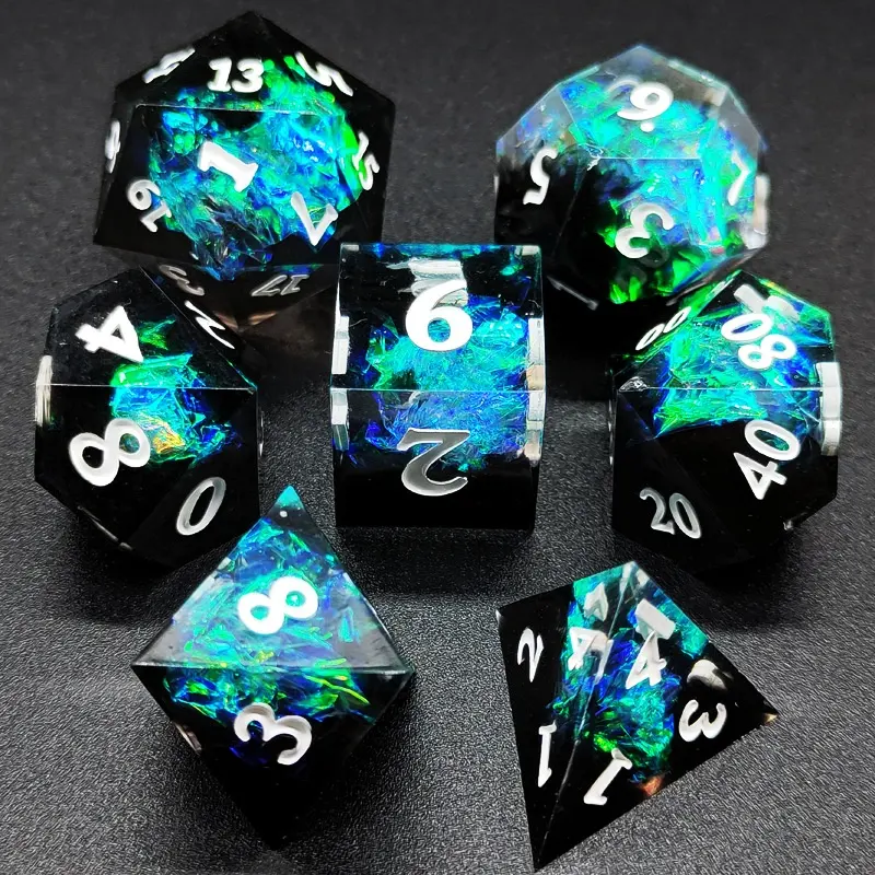 Mysterious Space D&d Polyhedral Dice Set Sharp Edge Dungeons And Dragons Resin Dice Custom Rpg Board Game D4-d20 7pcs/set Dice