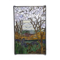 Patrón de flores película de privacidad techo cúpula suministros precios lámpara sombra cuentas colibrí ventana colgantes vidrieras para Iglesia