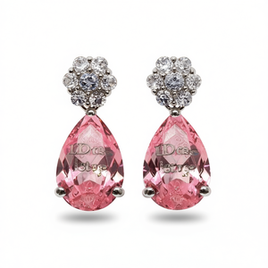 Pendientes de Cristal Rosa Ldca E2321, Plata 925, Forma de Gota de Agua, Joyería Romántica para Mujer - Product Image 1