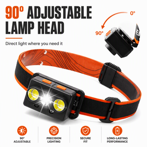 Lampe frontale LED WOSEN super lumineuse, étanche IP55, noire, rechargeable par USB, induction COB XPE, lithium-ion, 12h d'éclairage, utilisation en cas d'urgence - Product Image 4