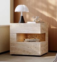 Table d'appoint beige en pierre frittée pour appartement, villa, manoir, hôtel, salon, chambre à coucher