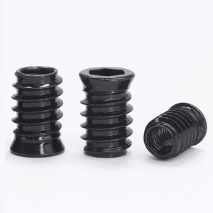Insert hexagonal en acier au carbone avec placage zinc noir, écrou à insertion fileté M6 pour meubles en bois - Product Image 2
