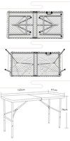 Table pliante en plastique pliante portable blanche extérieure de 4ft 122cm, table de camping portable avec norme En581