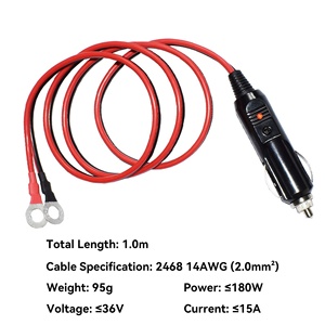 Cable de Alimentación con Conector Macho para Encendedor de Cigarrillos a Terminal de Anillo de 8mm, 1m, con Fusible de 15A e Indicador LED para Inversores de Vehículos de 12V/24V - Product Image 2