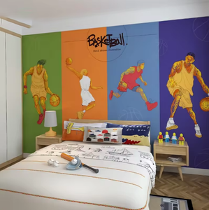 <span class=keywords><strong>Papier</strong></span> <span class=keywords><strong>peint</strong></span> mural de basket-ball populaire directement frotté pour la chambre de garçon - Product Image 2