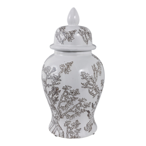 Vaso Decorativo in Ceramica a Forma di Tempio con Fiori di Ciliegio e Coperchio per Arredamento Casa, Camera da Letto, Soggiorno - Product Image 3