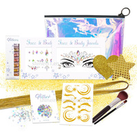Vente Flash : Bijoux de Visage, Tatouages Temporaires, Strass, Cristaux, Autocollants pour le Corps et le Visage pour la Décoration de Fête