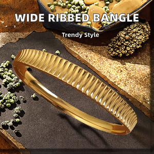 Braccialetto a coste con ampio simbolo grosso, placcato in PVD, gioiello impermeabile alla moda in acciaio inossidabile, con Design a cresta curva - Product Image 3