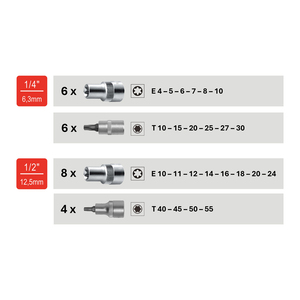 Juego de herramientas de llave de vaso Torx OEM 24PCS 1/2 "Dr. Y 1/4" Dr. Herramienta manual Taiwan Supplyhardware - Product Image 3