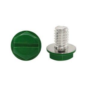 Green Hex Head Machine <b>Screw</b> M8x12 Steel Nickel Plated <b>Flat</b> Tail With Plastic Cap - Product Image 1