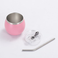 Gobelet isotherme portable en acier inoxydable 304 à double paroi de 180 ml (6 oz) avec couvercle et paille, design mignon et écologique