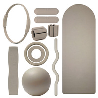 Kit d'entraînement Pilates rose esthétique léger en caoutchouc pour la maison avec tapis de yoga, Magic Circle, poids de poignet et ballon d'exercice