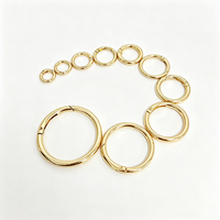 En gros, Mousquetons à ressort robustes en alliage de zinc et fer, anneaux en O dorés, boucles circulaires ouvrables pour sacs à main, bijoux et bricolage