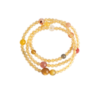 Bracelet en cristal doré à trois couches pour femmes chinoises, orné de perles, avec des cristaux de jade, citrine et améthyste multicolores, pour la guérison