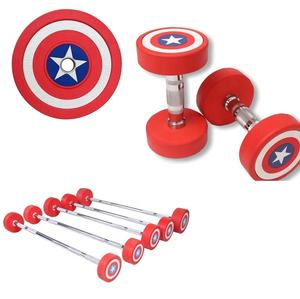 Juego de Mancuernas Estilo <span class=keywords><strong>Superman</strong></span> Americano / Mancuernas Redondas de PU de 50 kg para Gimnasio - Product Image 6