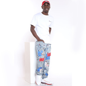 Djdi-jean de poche pour hommes, nouveau, usine, personnalisé, magnifique, bleu, impression à pois - Product Image 6