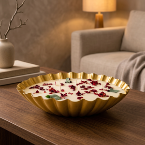 BuildtoSuit Crown Metal Bowl Handmade <b>Soy</b> Wax <b>Candle</b> with Gold Finish Christmas & Diwali Decor 22.5x5cm - Product Image 3