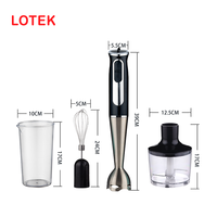 Mixeur Plongeant Électrique Multifonctionnel avec Commande par Bouton Poussoir, Lames en Acier Inoxydable, 8 Vitesses Variables