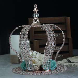 زينة زينة تزيين كعكة تاج ملكي ذهبي كريستالي مع حبات أكريليك حامل شموع للطاولة - Product Image 1