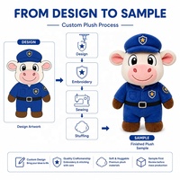 Peluche personnalisée Vache en uniforme avec lunettes Fabricant OEM de jouets en peluche Spécialisé dans la conception de personnages originaux