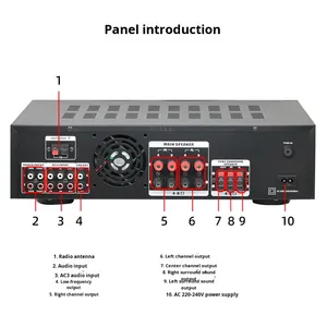 Мощный металлический 5.1-канальный усилитель для домашнего караоке AV-6288BT с USB и FM-радио - Product Image 4