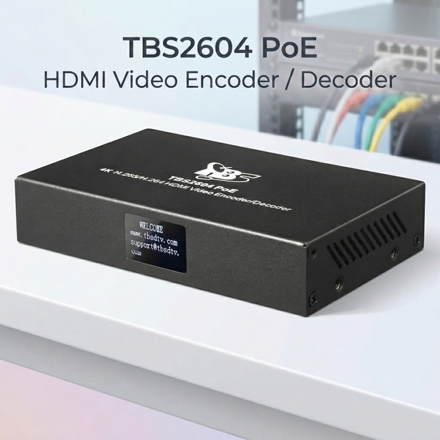 For to IP Encoder 4K H.265/H.264 with PoE & NDI|HX Support Live Streaming RTMP SRT TBS2604 Metal 2-Year Warranty