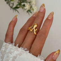 Nouvelle Bague Liquide Dazan 2027 Tendance INS en Acier Inoxydable Plaqué Or PVD 18 carats, Design Postmoderne, Cadeau de Saint-Valentin