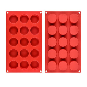 <b>Silicone</b> Mousse Cake Mold 15 Cup Cylindrical Chocolate Pudding Dessert <b>Baking</b> Mold Rust Red - Product Image 5