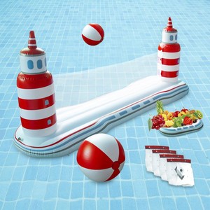 Ensemble de poteaux de volley-ball gonflables 300x145cm, jeu de <span class=keywords><strong>piscine</strong></span> extérieur pour adultes, utilisation en hôtel et resort - Product Image 4