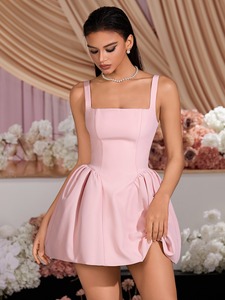 Robe de Soirée Rose de Luxe pour Femme – Élégante, Sans Manches, Taille Haute, Mini – Idéale pour Bal, Fête, Mariage ou Tenue Formelle – Vente en Gros - Product Image 3
