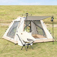 Tente de camping familiale automatique pour 3-4 personnes, double couche, imperméable, en tissu Oxford, quatre saisons, portable, grand espace, abri