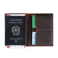 Porte-documents et porte-passeport en cuir Crazy Horse, cuir véritable vintage, multifonctionnel, porte-billets d'avion et porte-cartes