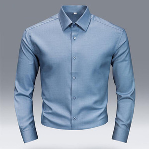 Camicie Lunghe di Alta Qualità in <span class=keywords><strong>Lana</strong></span> per Uomo, Vestibilità Slim, Camicia Formale Tinta Unita, Top da Lavoro Morbidi, Abbigliamento Elegante per Affari - Product Image 4