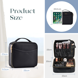 Leather Makeup Travel <b>Bag</b> Portable Cosmetic Storage <b>Bag</b> with Adjustable Dividers Brushes Holder for Makeup Artist Nail <b>Tech</b> - Product Image 6
