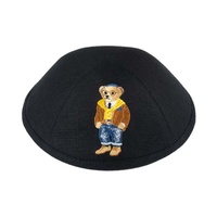 Yihaoyi Ensemble de Kippa Brodé Motif Ours, 6 Styles, Yarmulke à 4 Panneaux, Style Preppy, Chapeau de Prière Juif pour Bar Mitzvah et Cadeau