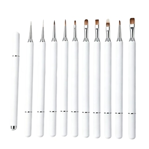 Lot de 10 pinceaux magnétiques pour ongles, professionnels, plats, pour gel, liner et dégradé, pour manucure et nail art, vente en gros pour salons - Product Image 6