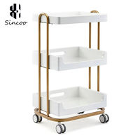 Chariot de Salon Pliant de Luxe Moderne à Trois Niveaux avec Roulettes, Support Robuste en Acier Inoxydable pour Maison, Bureau, Atelier, Entrepôt