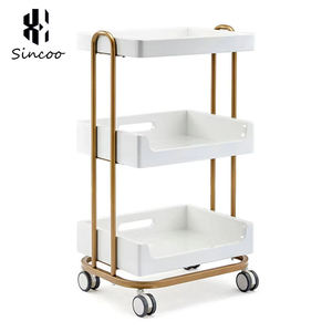 Luxury Foldable Modern Salon <b>Trolley</b> Pulleys Three-layer High Load-bearing Stainless Steel Bracket Home Office Warehouse Use - Product Image 2