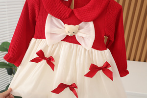 Primavera autunno nuovo design unico vestiti per bambini abiti da bambina a manica lunga abito da festa di compleanno abito in pizzo - Product Image 5