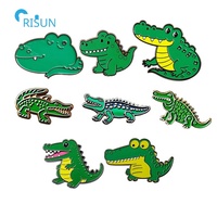 Badge Crocodile Alligator, en émail, motif Animal de dessin animé, dauphin, requin, baleine, revers avec chaîne, 50 pièces