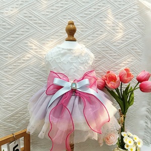 Pet <b>Clothes</b> Iridescent Tulle Skirt Pink Dress <b>For</b> <b>Small</b> <b>Dog</b> Puppy Outfits Four Seasons Polyester Material - Product Image 2