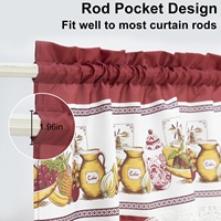 Set Tirai Jendela Dapur Motif Bunga Matahari dan Valance, Tirai Siap Pakai, Dekorasi Rumah untuk Ruang Makan, Bunga Musim Semi dan Musim Panas